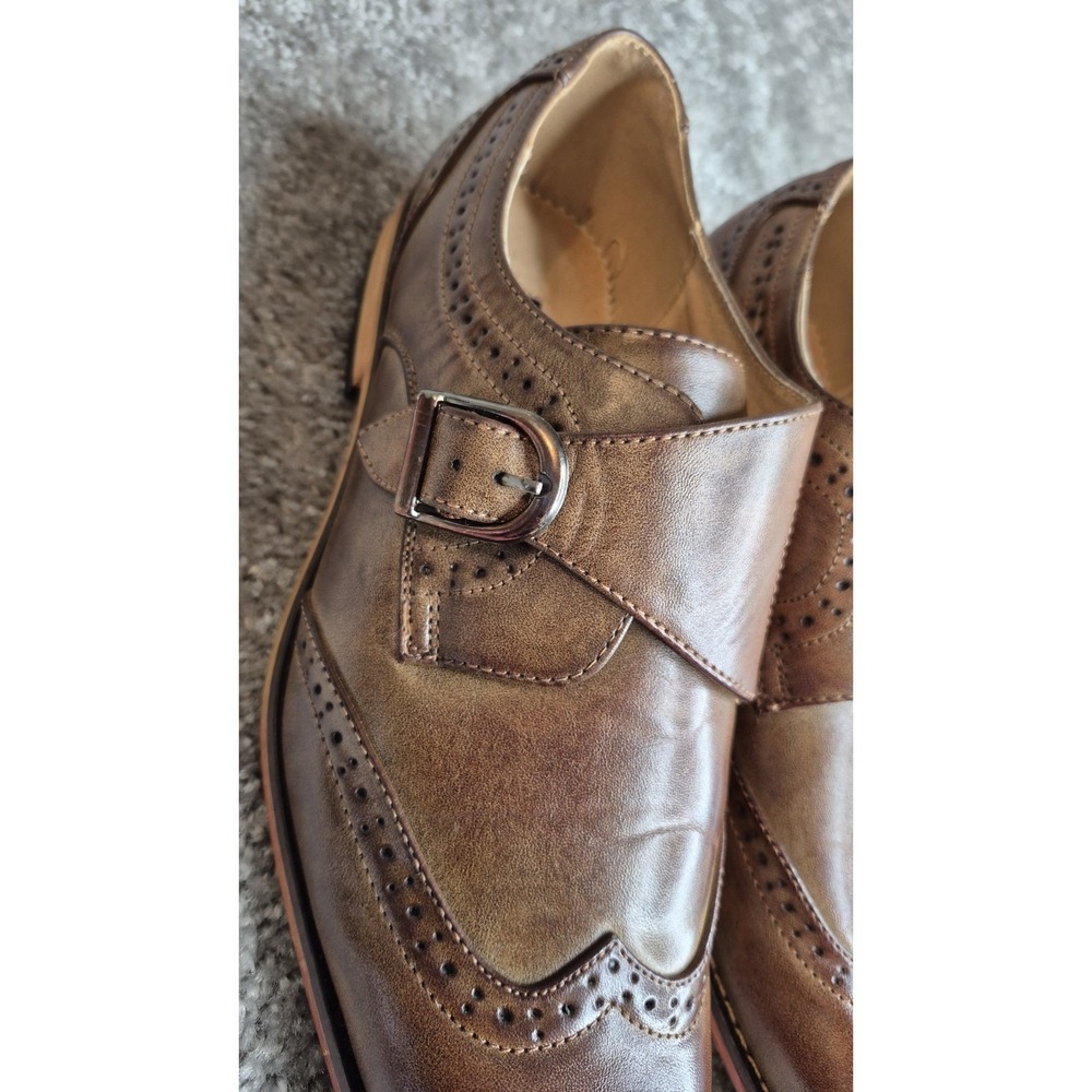 UV Signature‎ Single Monk Strap Wing Tip Brown Shoe Brown Men's Size 9 - Picture 8 of 11